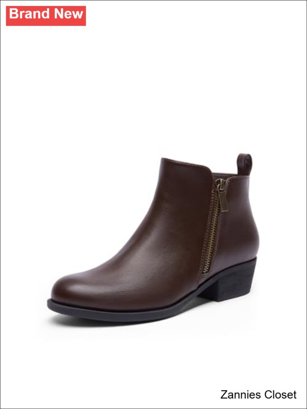 ✨ DREAM PAIRS Women's Low Chunky Heel Ankle Boots Faux Leather